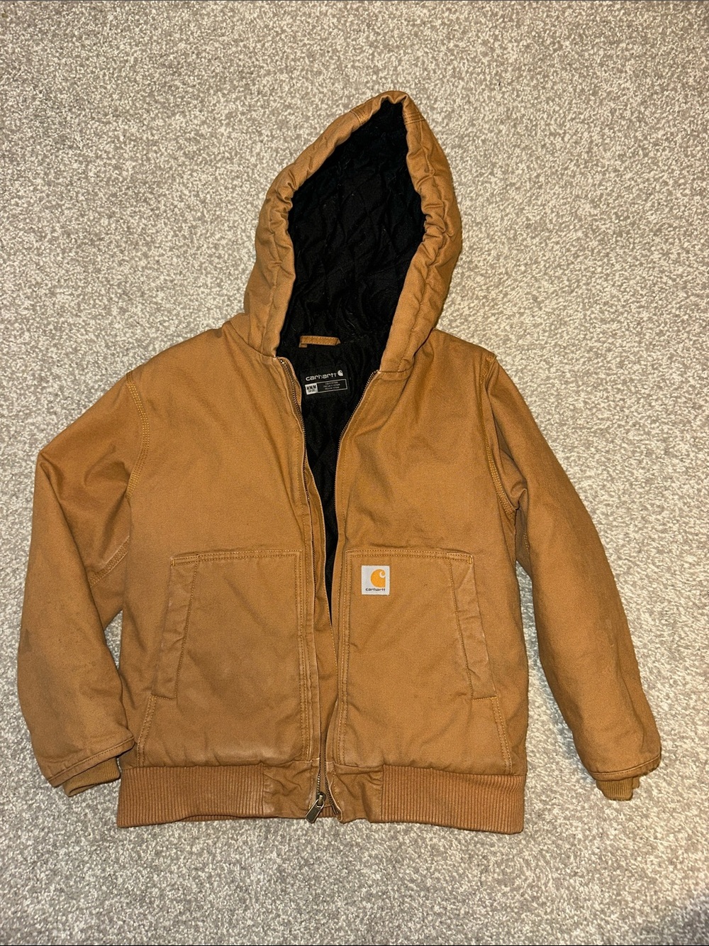 Carhartt Tan Hooded Quilted-Lined youth Jacket
